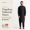 GulAhmed Opus Conran Wash & Wear Men's Unstitched Fabric - Cool Black