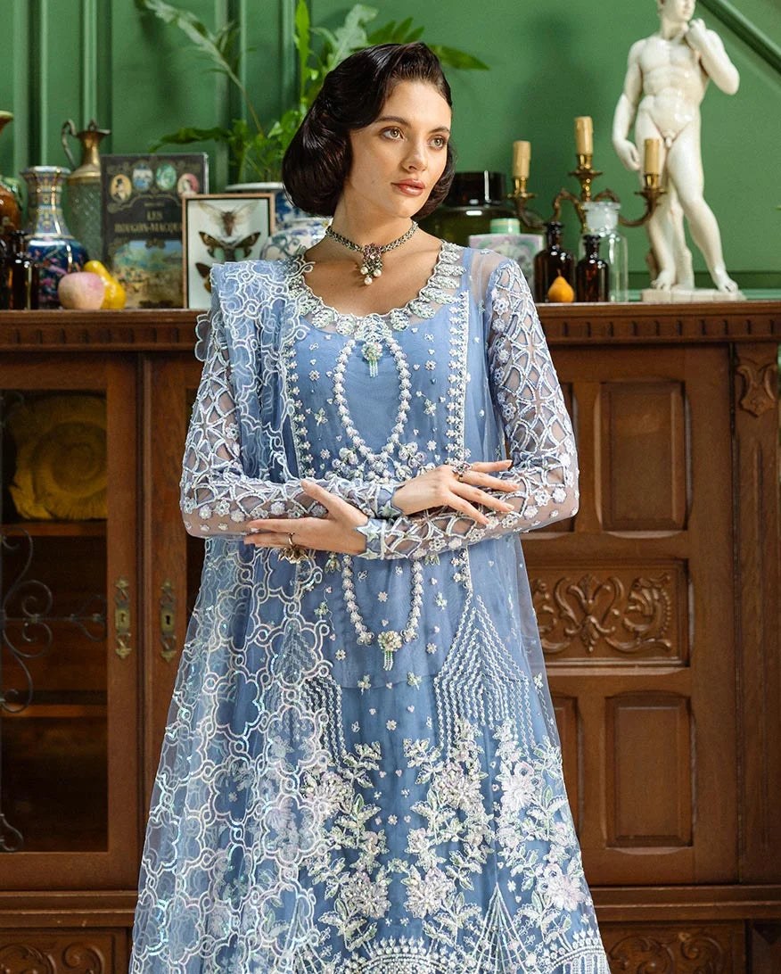 Mushq Inception Embroidered Net Unstitched 3Pc Suit D-08 Before the Rain