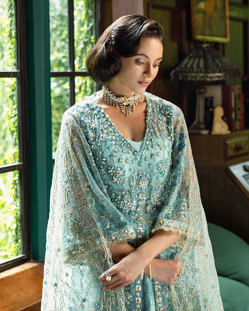 Mushq Inception Embroidered Net Unstitched 3Pc Suit D-02 Endless Love