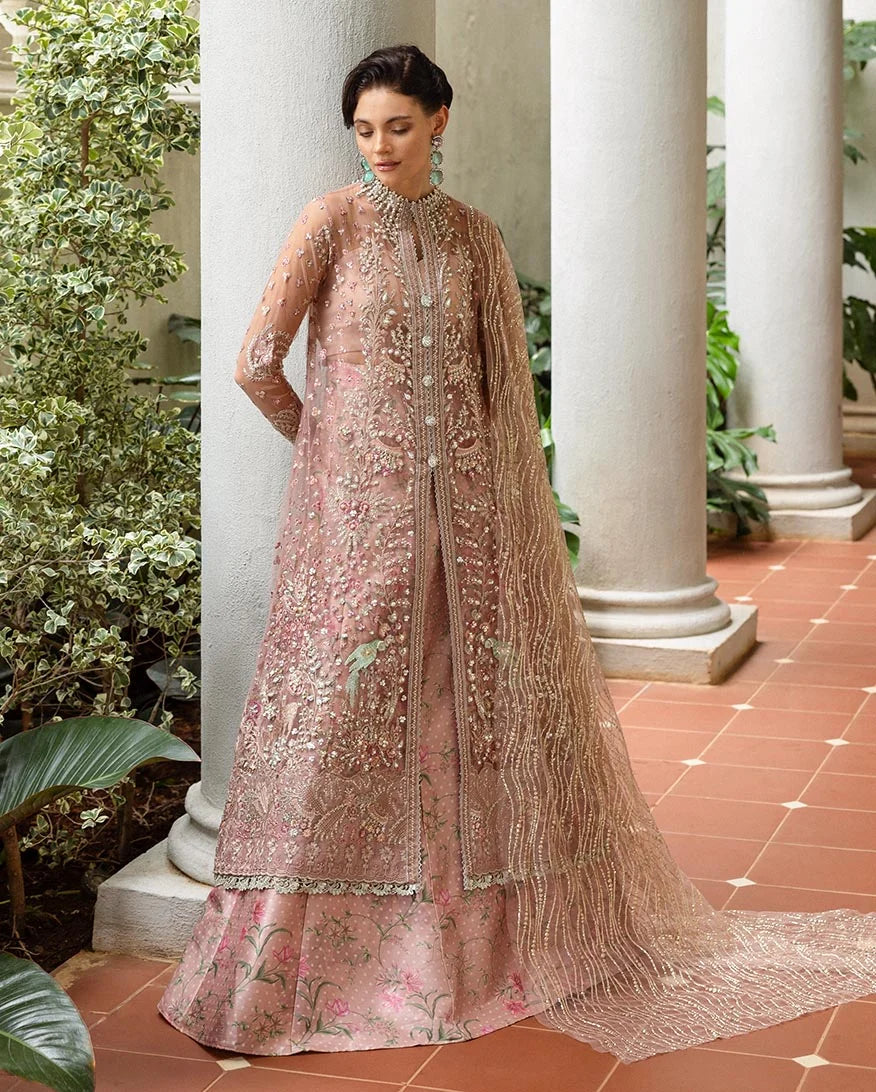 Mushq Inception Embroidered Net Unstitched 3Pc Suit D-01 Before Sunrise