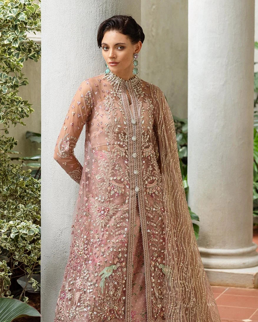 Mushq Inception Embroidered Net Unstitched 3Pc Suit D-01 Before Sunrise - view 3