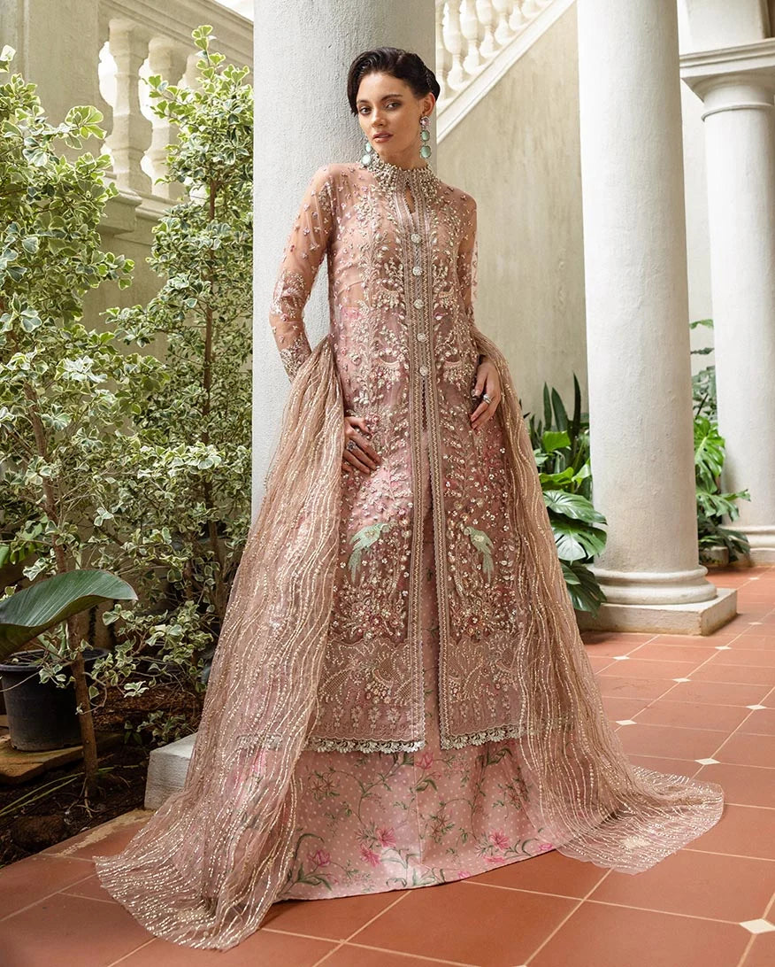 Mushq Inception Embroidered Net Unstitched 3Pc Suit D-01 Before Sunrise - view 4