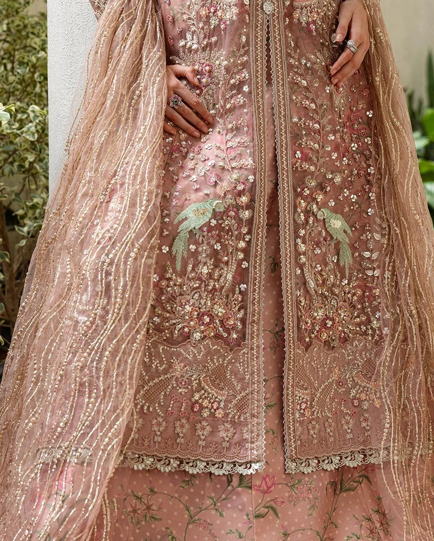 Mushq Inception Embroidered Net Unstitched 3Pc Suit D-01 Before Sunrise - view 5