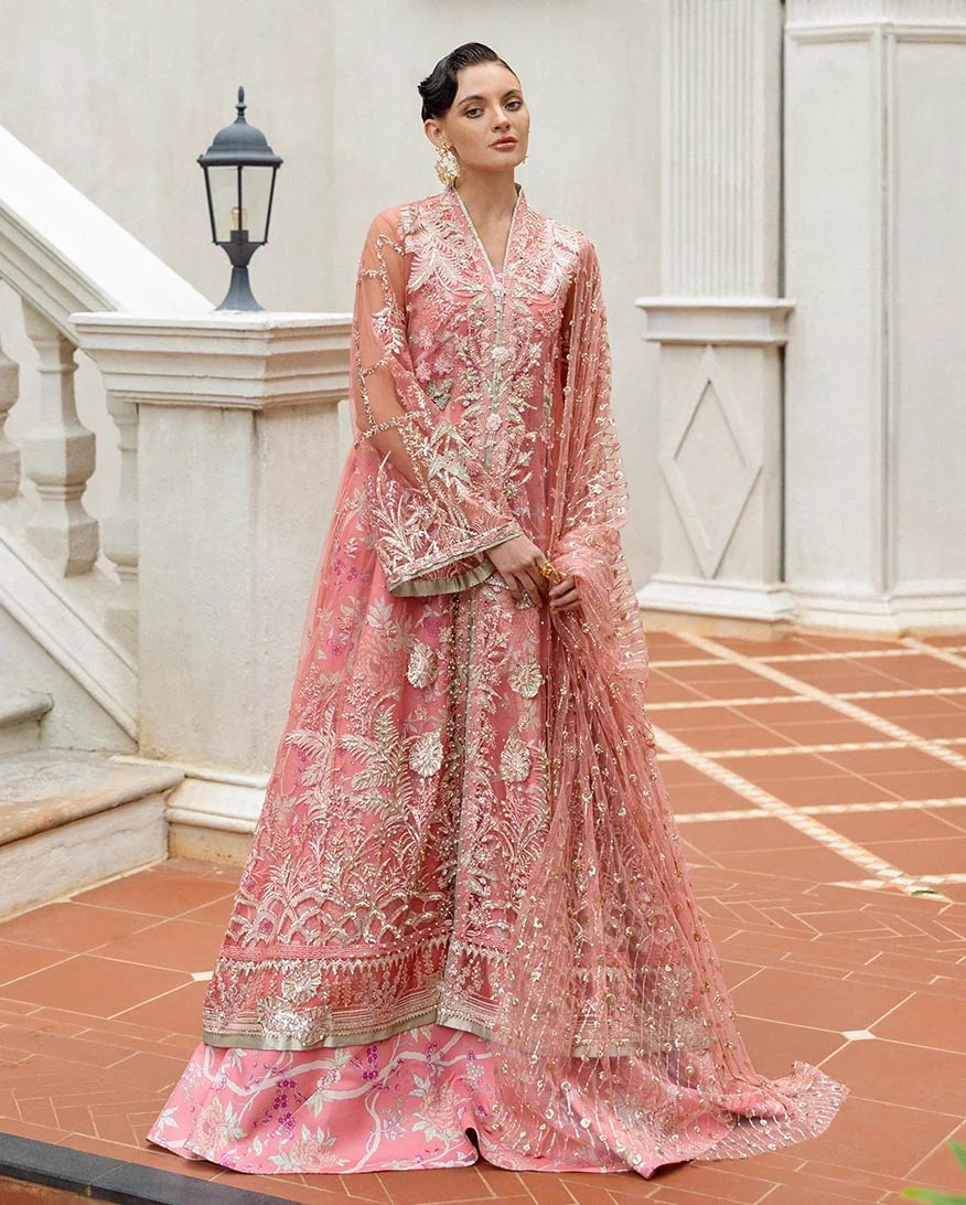 Mushq Inception Embroidered Net Unstitched 3Pc Suit D-06 Wings of Desire
