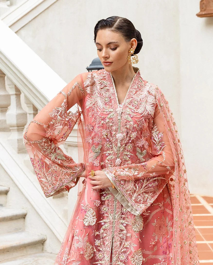 Mushq Inception Embroidered Net Unstitched 3Pc Suit D-06 Wings of Desire - view 2