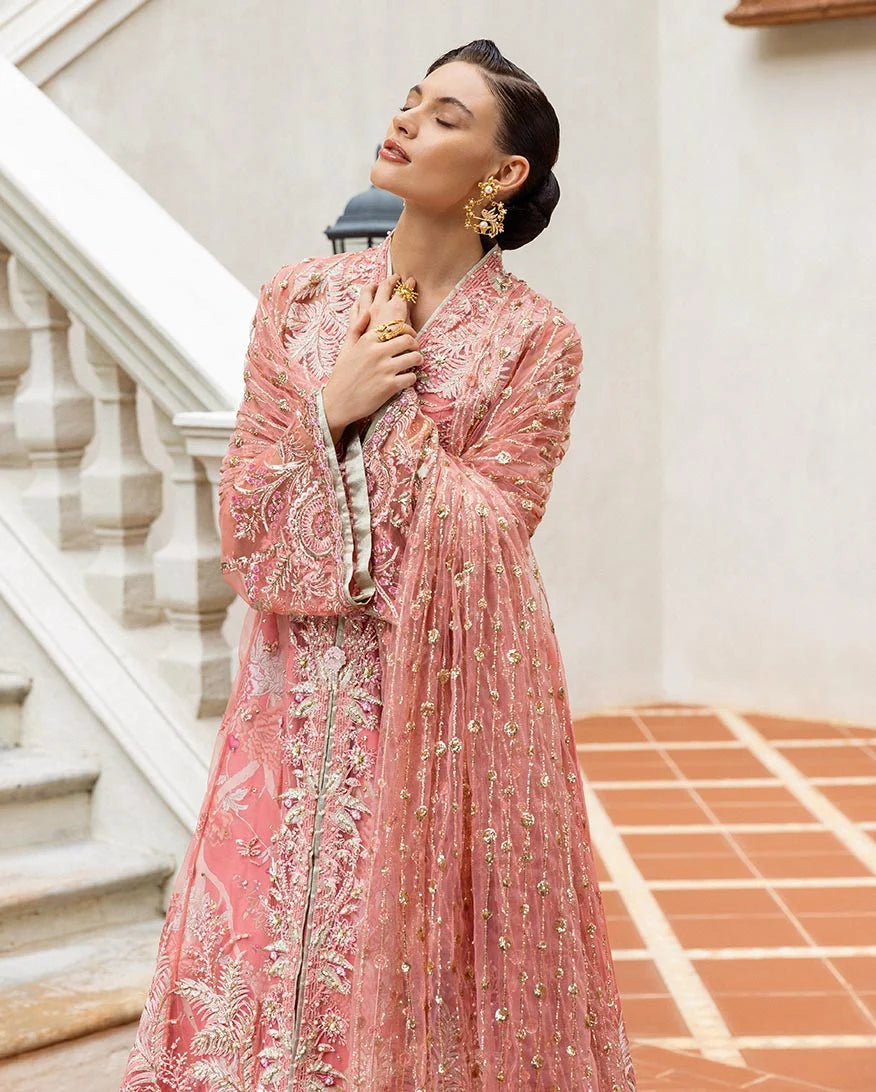 Mushq Inception Embroidered Net Unstitched 3Pc Suit D-06 Wings of Desire - view 5