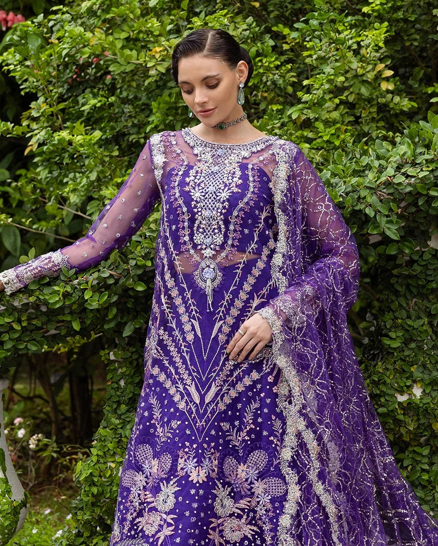 Mushq Inception Embroidered Net Unstitched 3Pc Suit D-04 Untamed Heart - view 2