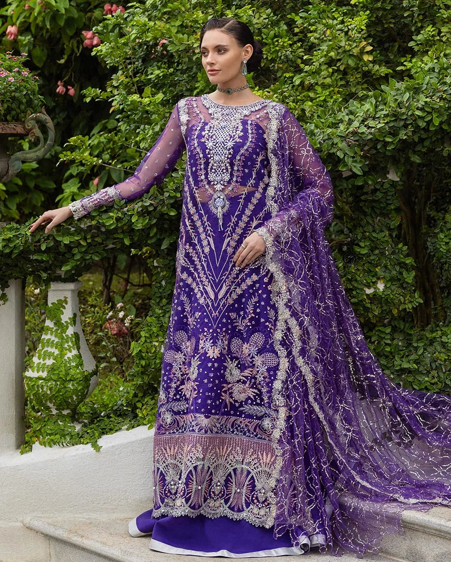 Mushq Inception Embroidered Net Unstitched 3Pc Suit D-04 Untamed Heart - view 3