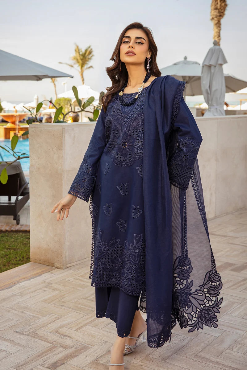 RangRasiya Premium Embroidered Lawn 3Pc Suit Summer 25 D-02 unstitched suit
