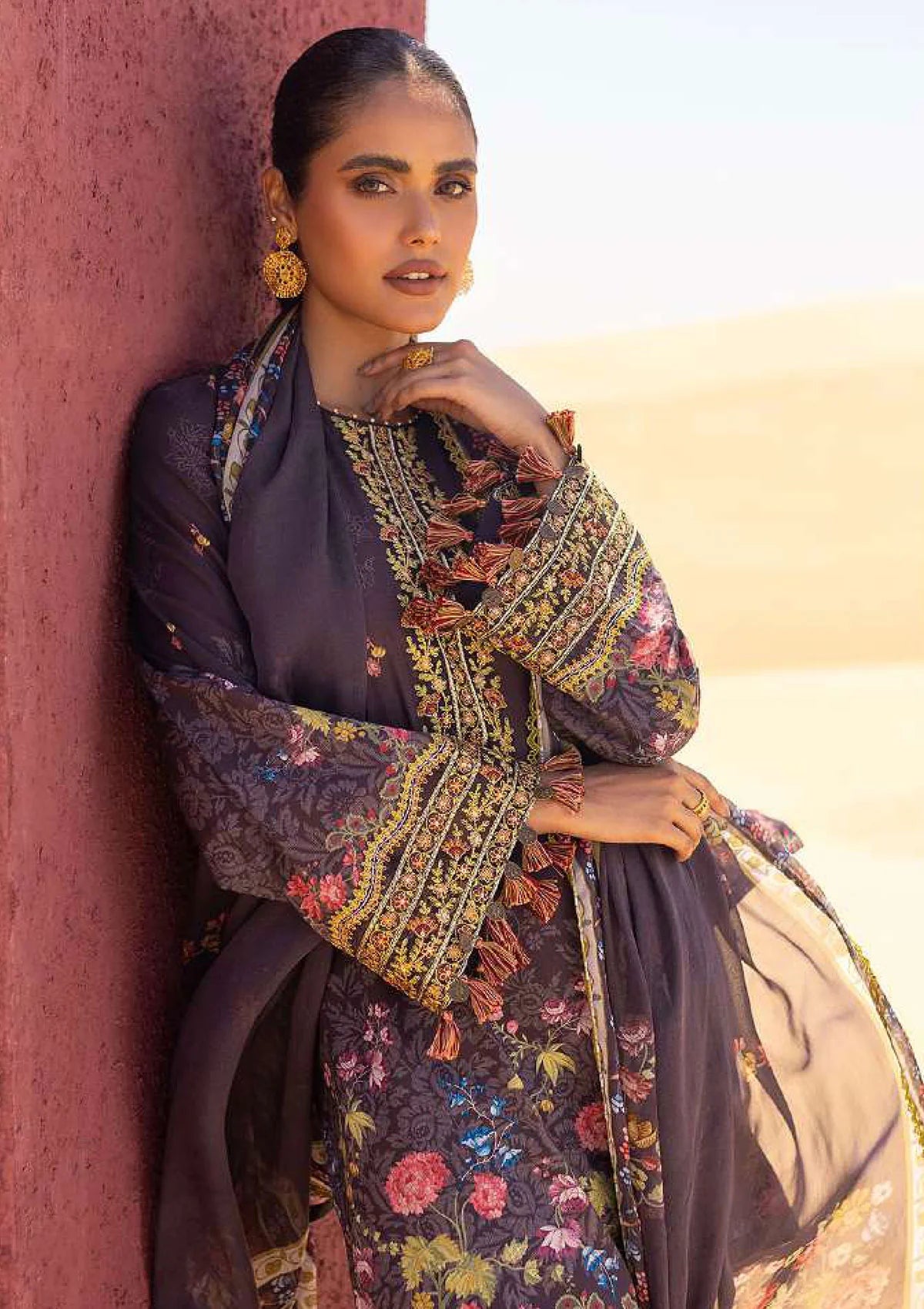 Cross Stitch Eid Lawn SL24#19 - Gravel Ash unstitched suit - view 2