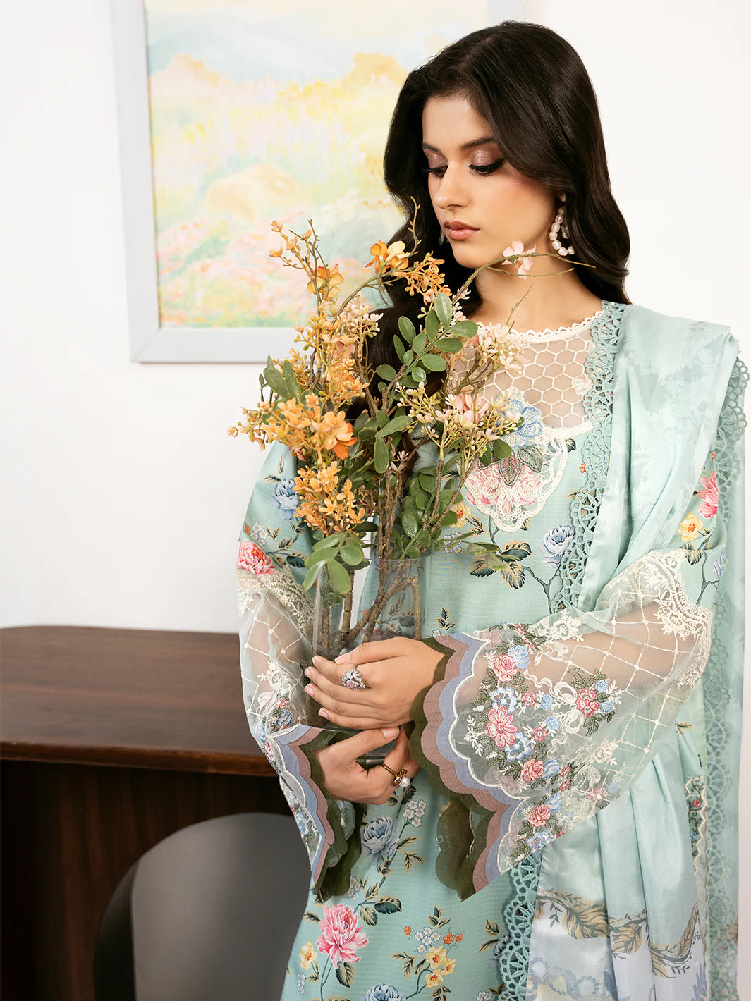 Bin Ilyas 3-piece luxury summer lawn set in shade 71A, featuring vibrant, lightweight fabric ideal for summer wear.