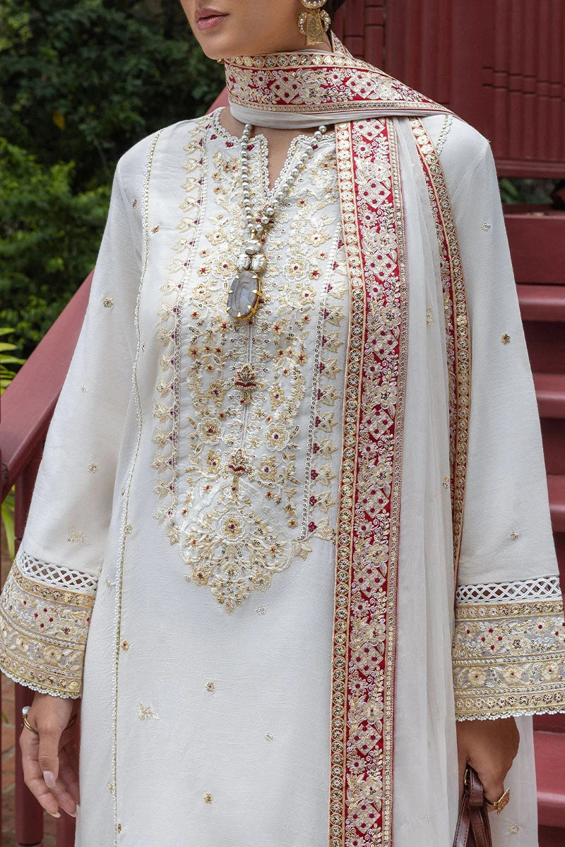 Mushq Hemline Nuvera Embroidered Raw Silk Unstitched 3Pc Suit D-04 Elnaz - view 5