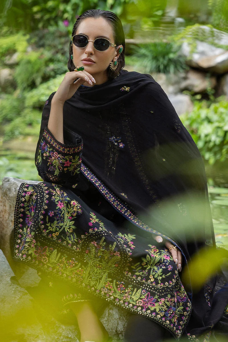 Mushq Hemline Nuvera Embroidered Raw Silk Unstitched 3Pc Suit D-08 Onyxa