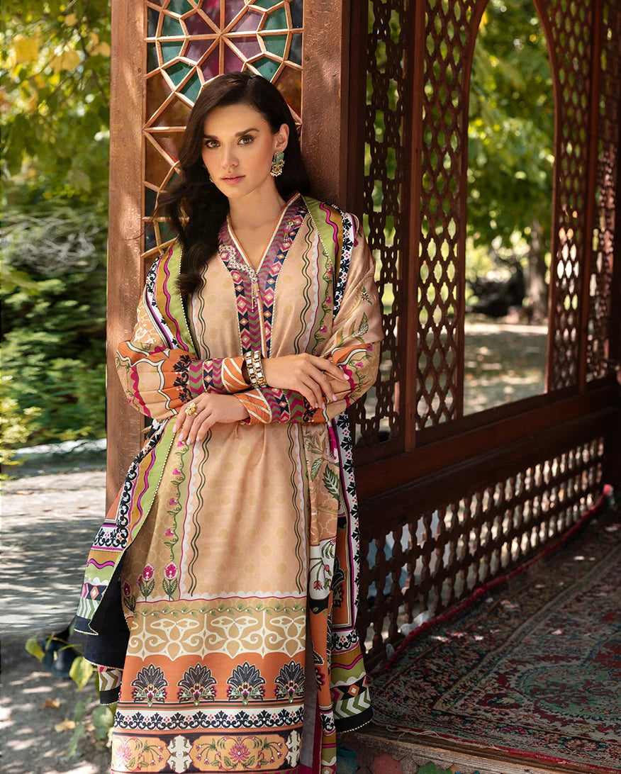 Mushq Hemline Nirvana Echoes Of Serneity Raw Silk Unstitched 3Pc Suit - Solara Crest - view 2