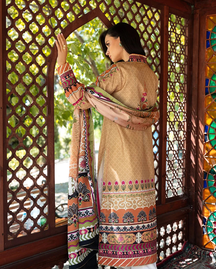 Mushq Hemline Nirvana Echoes Of Serneity Raw Silk Unstitched 3Pc Suit - Solara Crest - view 3