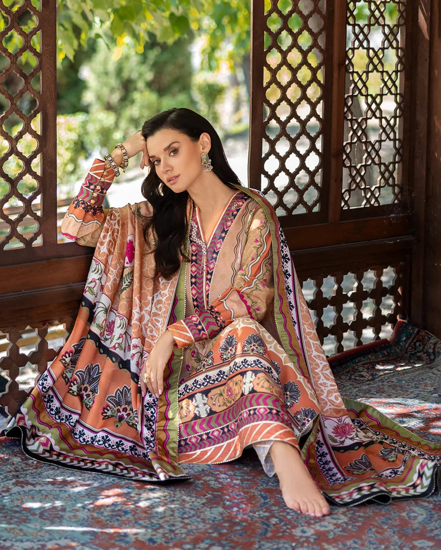 Mushq Hemline Nirvana Echoes Of Serneity Raw Silk Unstitched 3Pc Suit - Solara Crest - view 4
