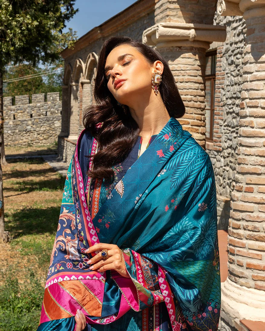 Mushq Hemline Nirvana Echoes Of Serneity Raw Silk Unstitched 3Pc Suit - Nova Bloom - view 4