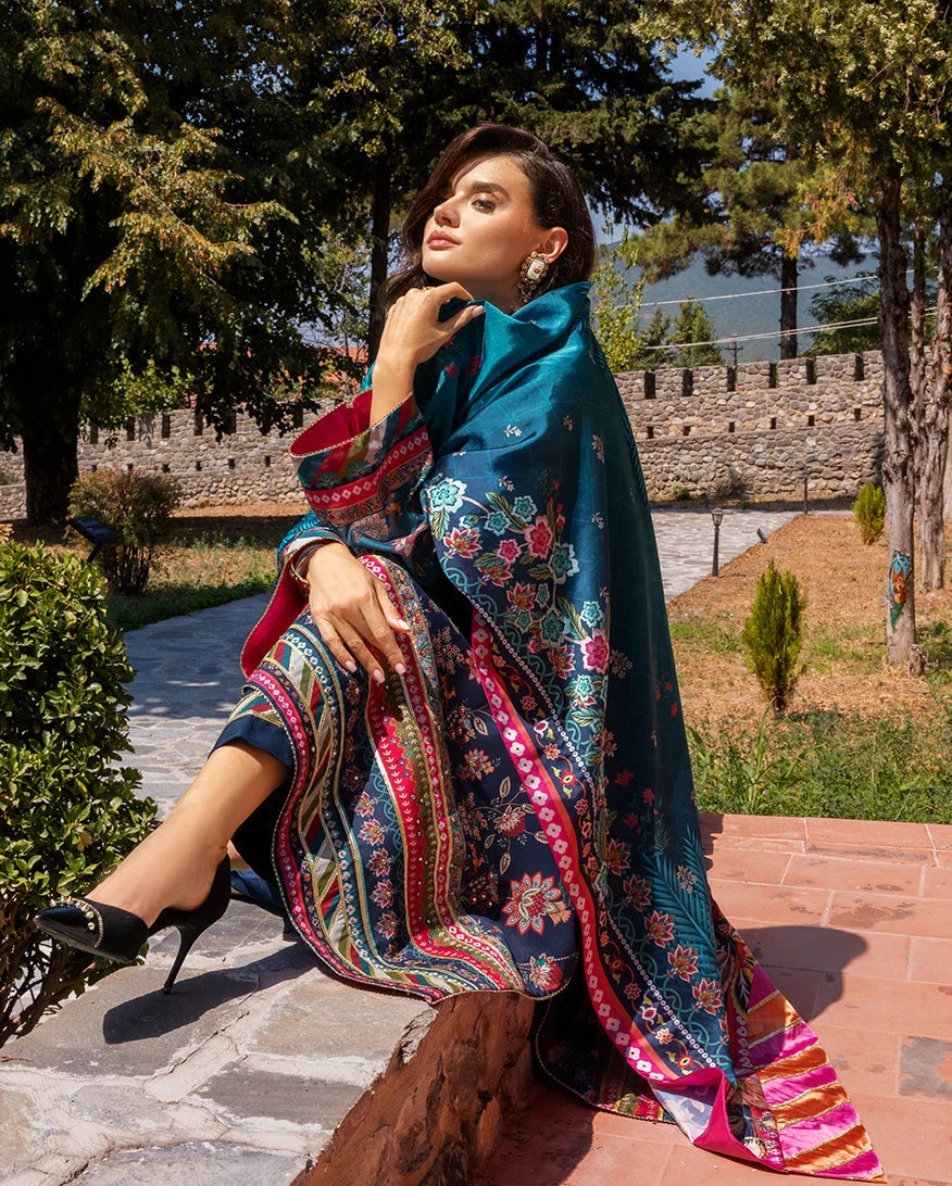 Mushq Hemline Nirvana Echoes Of Serneity Raw Silk Unstitched 3Pc Suit - Nova Bloom - view 3