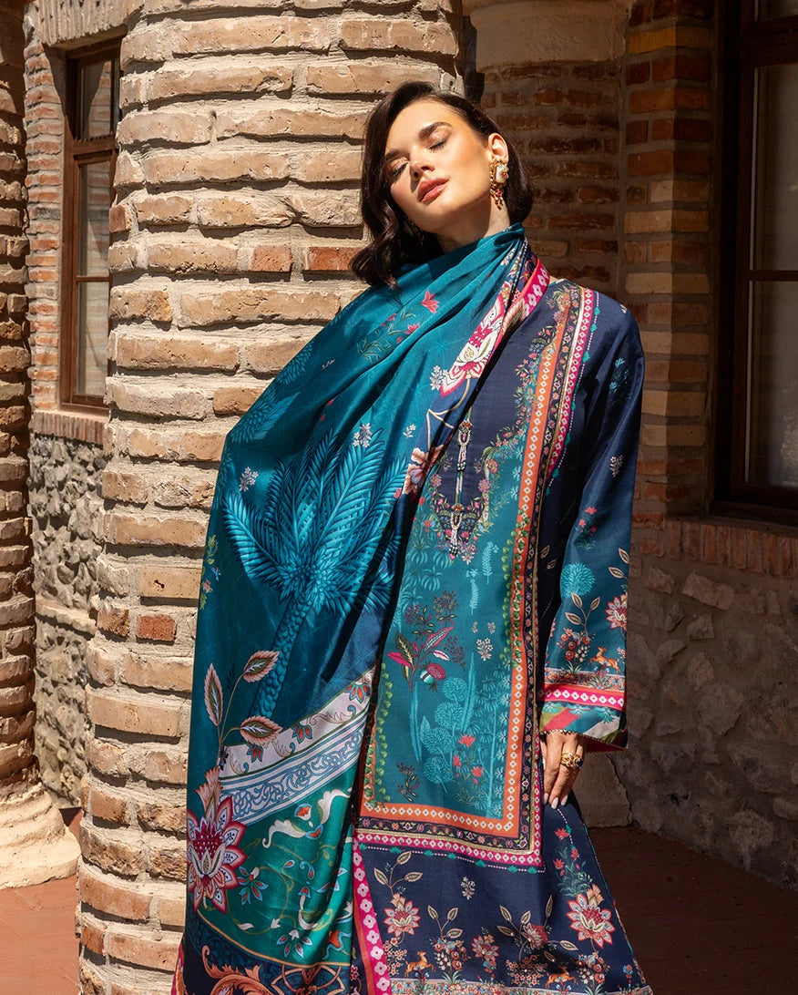 Mushq Hemline Nirvana Echoes Of Serneity Raw Silk Unstitched 3Pc Suit - Nova Bloom - view 2