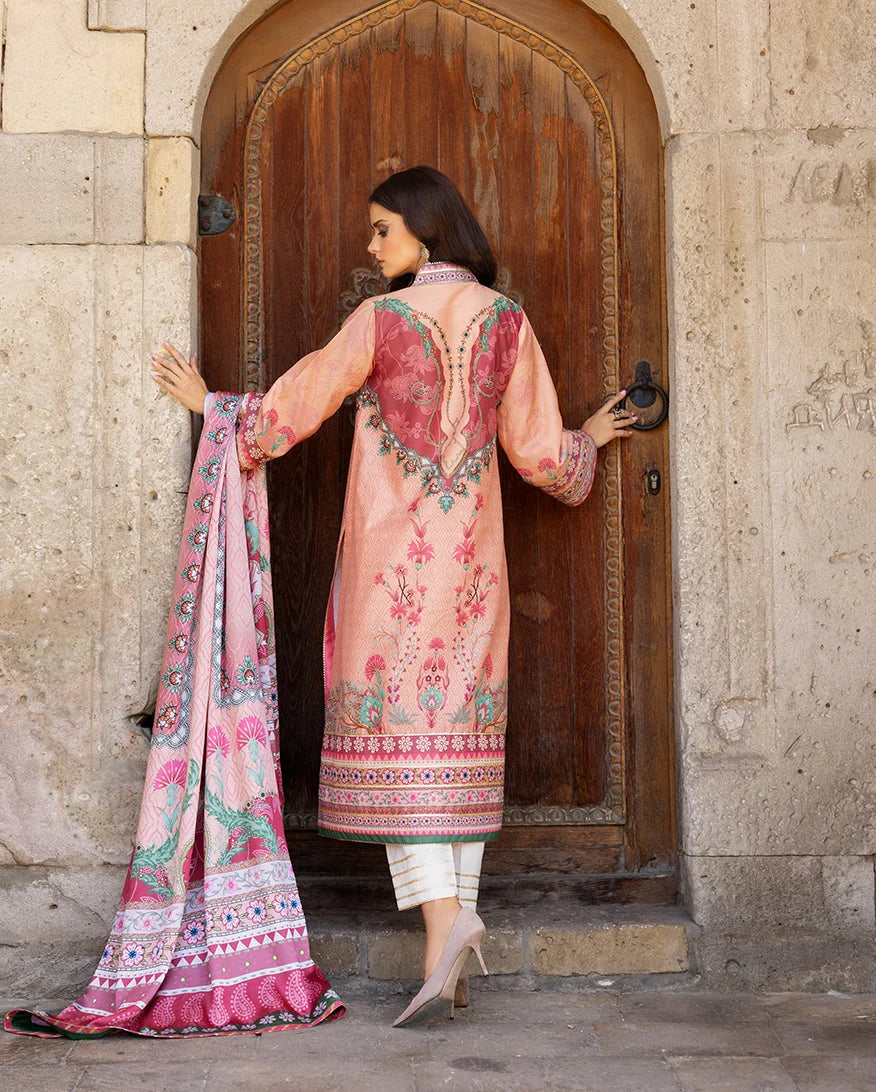 Mushq Hemline Nirvana Echoes Of Serneity Raw Silk Unstitched 3Pc Suit - Pulsar Petal
