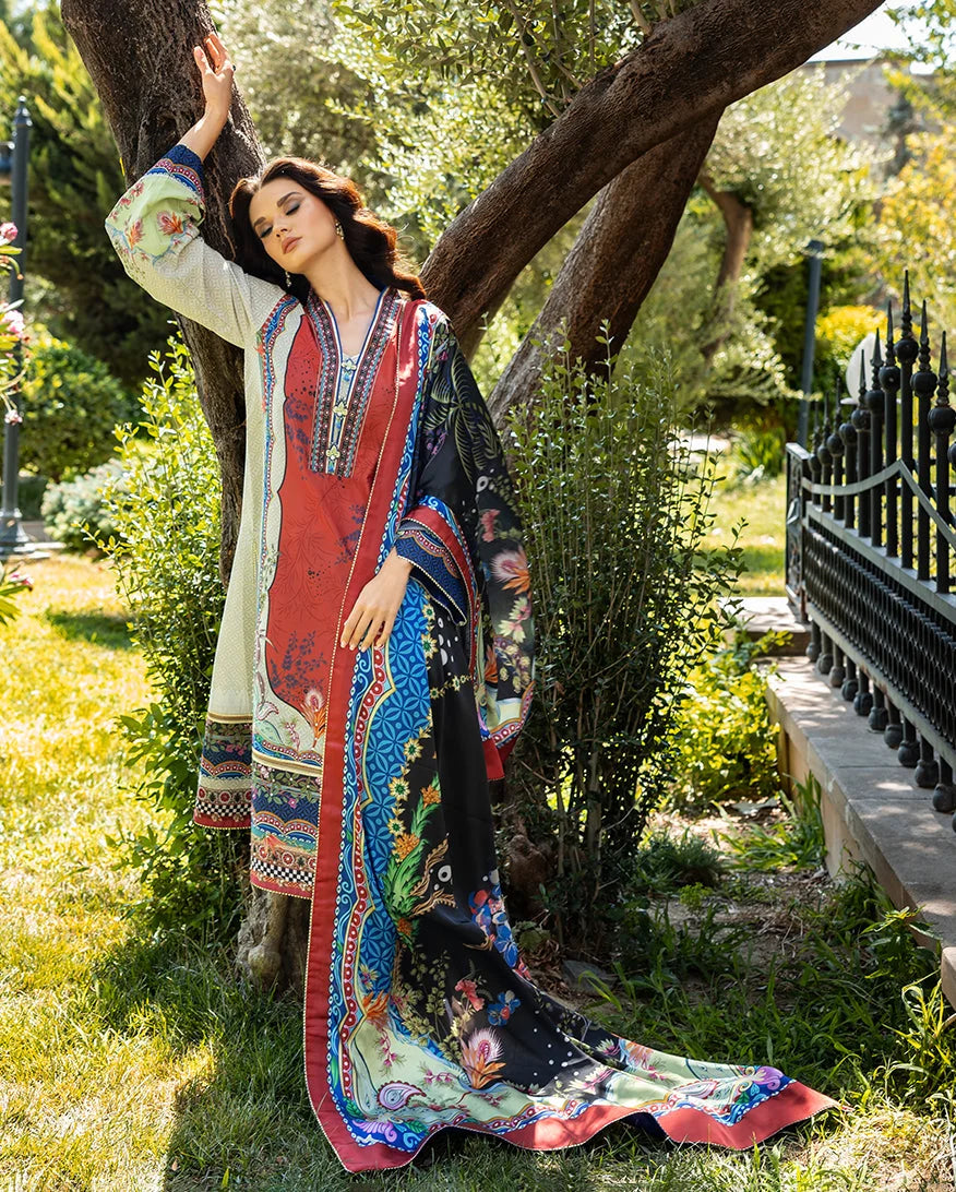 Mushq Hemline Nirvana Echoes Of Serneity Raw Silk Unstitched 3Pc Suit - Ethereal Gleam - view 5