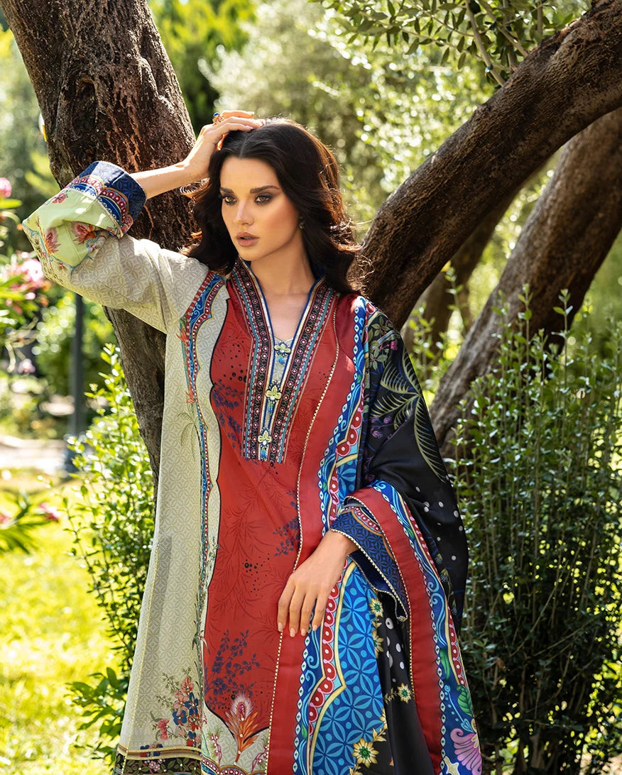 Mushq Hemline Nirvana Echoes Of Serneity Raw Silk Unstitched 3Pc Suit - Ethereal Gleam - view 4