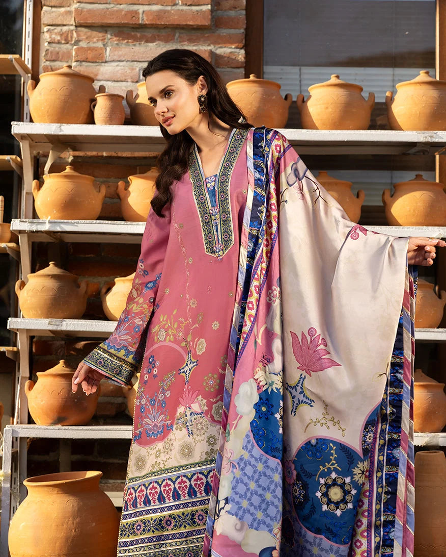 Mushq Hemline Nirvana Echoes Of Serneity Raw Silk Unstitched 3Pc Suit - Meridian Bloom - view 3