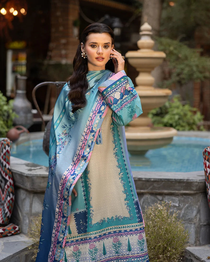 Mushq Hemline Nirvana Echoes Of Serneity Raw Silk Unstitched 3Pc Suit - Seraphic Dust - view 3