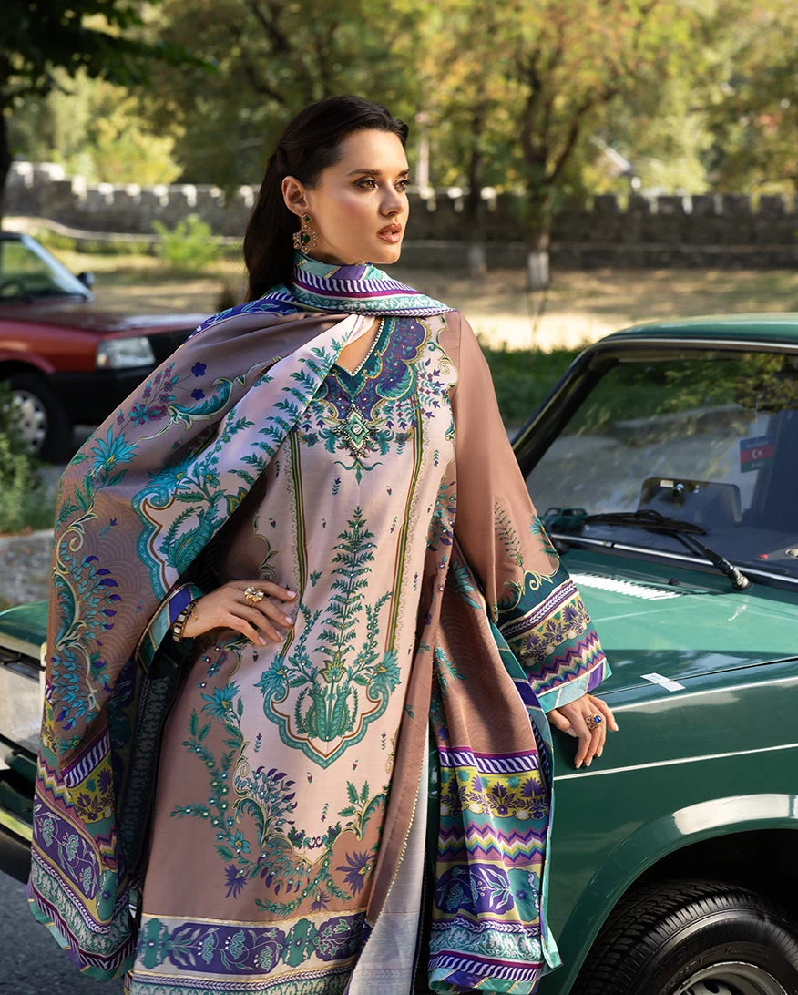 Mushq Hemline Nirvana Echoes Of Serneity Raw Silk Unstitched 3Pc Suit - Aurora Echo - view 5