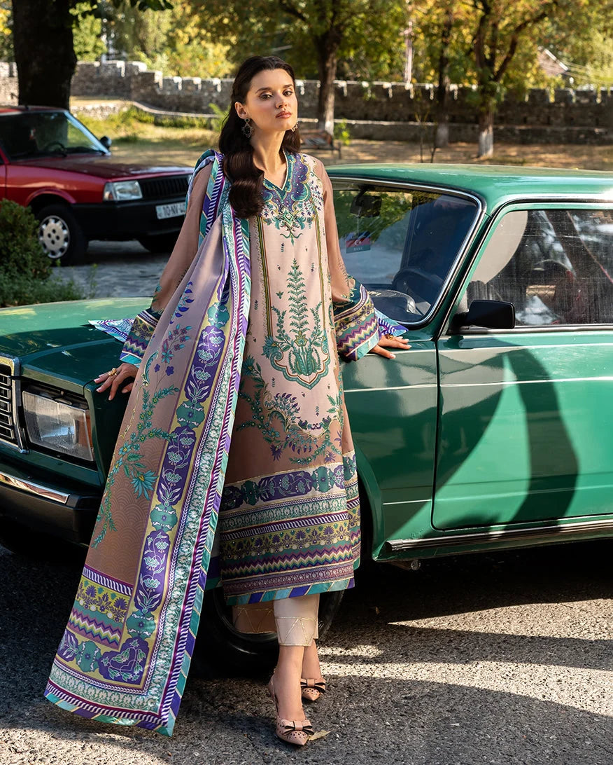 Mushq Hemline Nirvana Echoes Of Serneity Raw Silk Unstitched 3Pc Suit - Aurora Echo - view 2