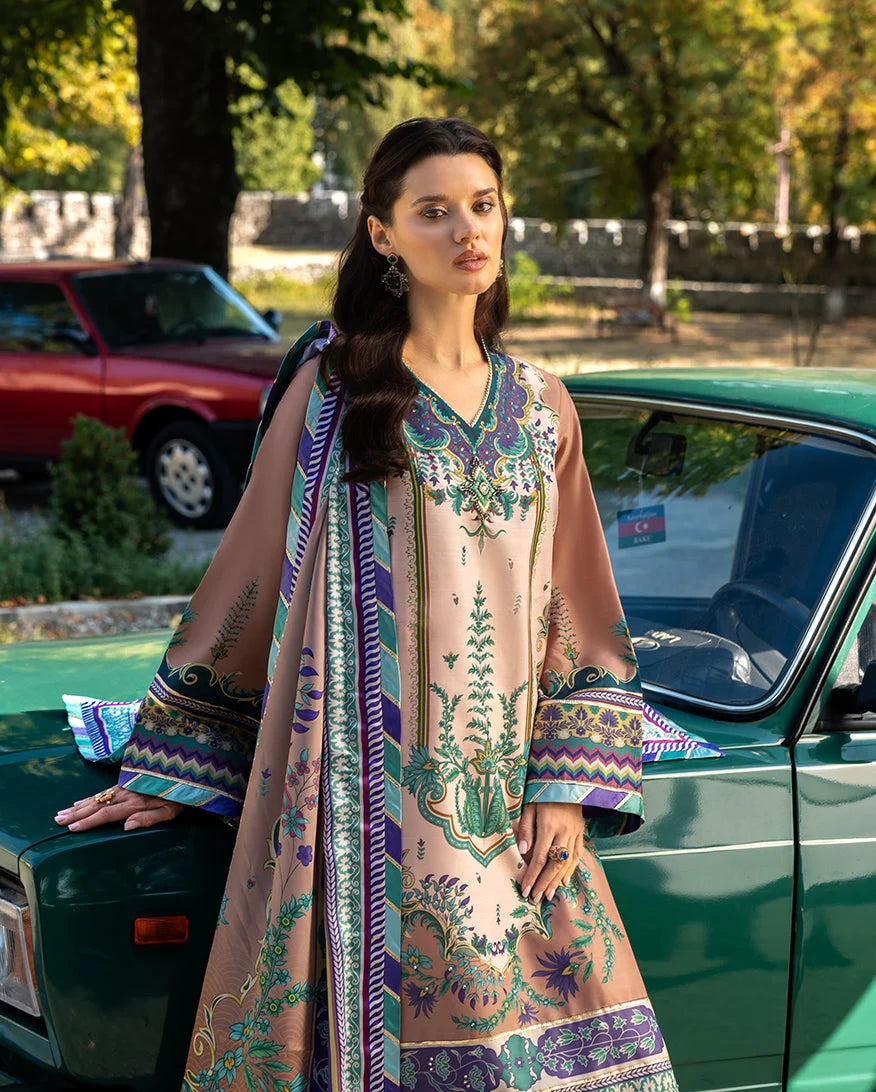 Mushq Hemline Nirvana Echoes Of Serneity Raw Silk Unstitched 3Pc Suit - Aurora Echo - view 3