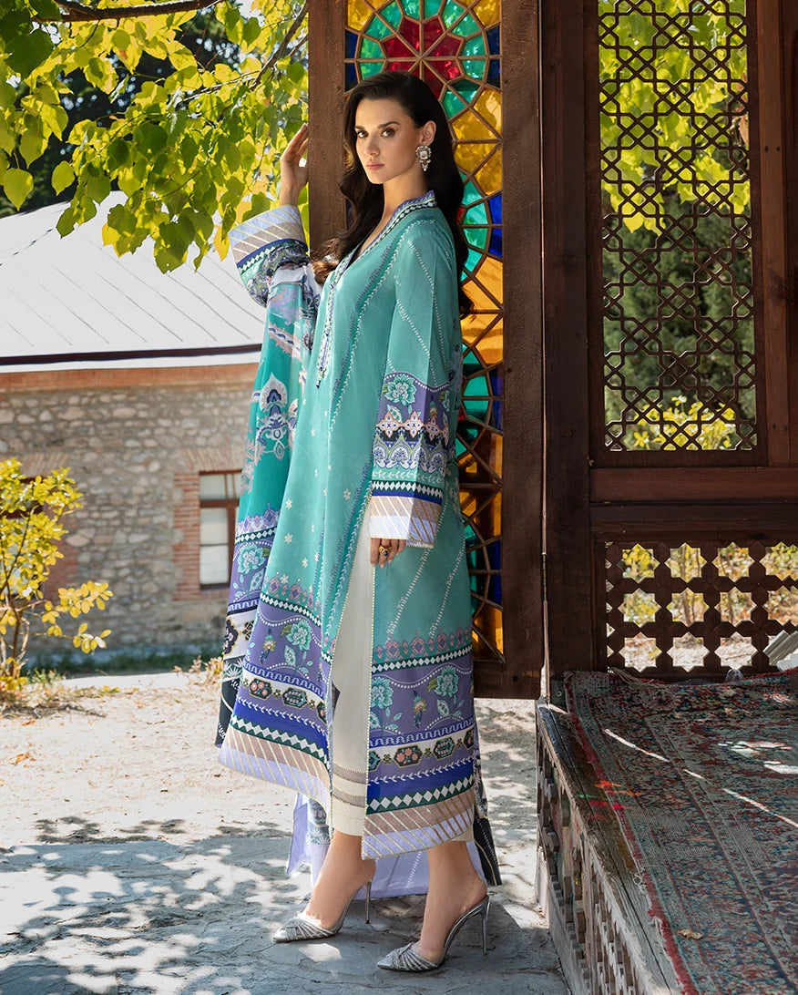 Mushq Hemline Nirvana Echoes Of Serneity Raw Silk Unstitched 3Pc Suit - Lunar Dew - view 3
