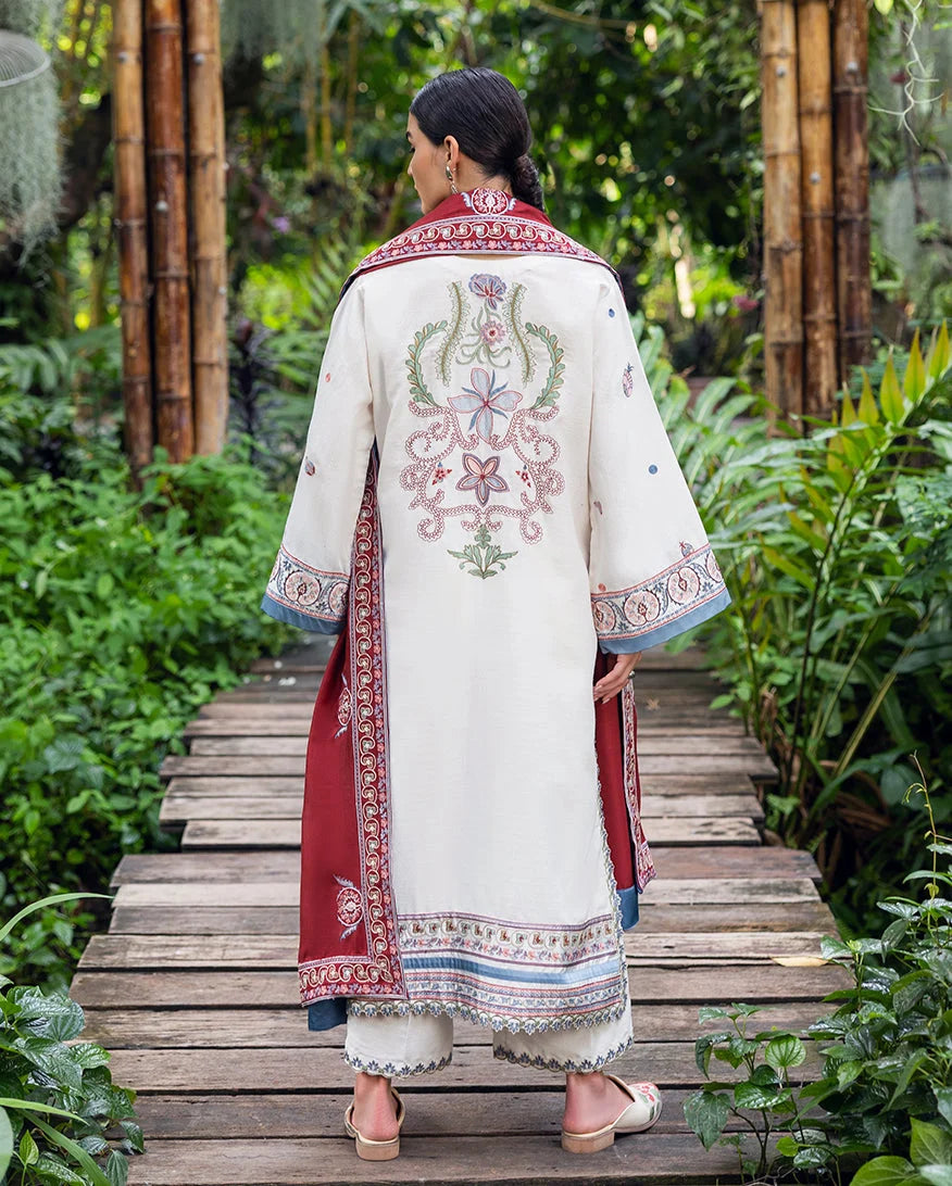 Hemline by Mushq Symphony Unstitched Karandi 3Pc Suit - Coper Blaze