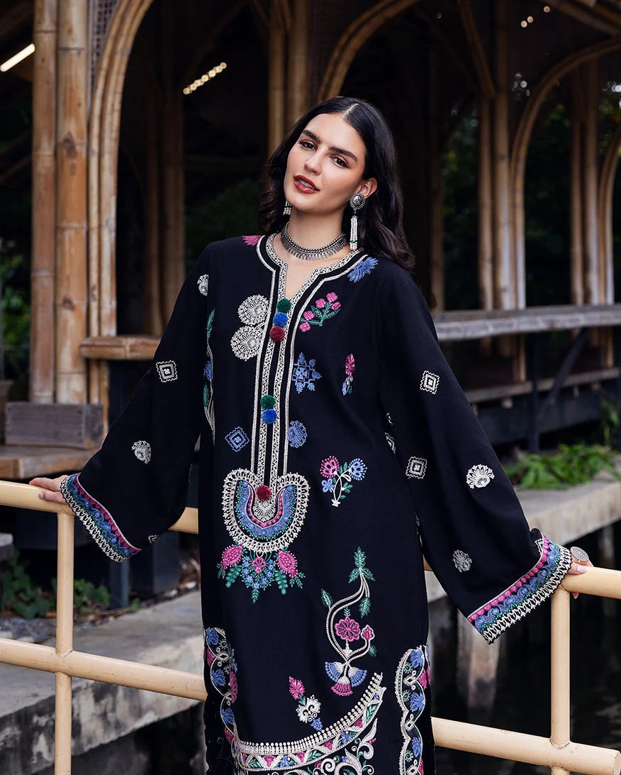 Hemline by Mushq Symphony Unstitched Karandi 2Pc Suit - Midnight Rune