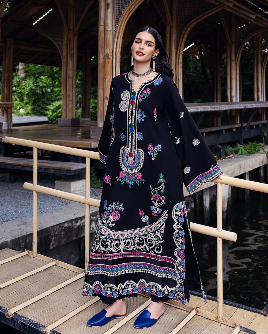 Hemline by Mushq Symphony Unstitched Karandi 2Pc Suit - Midnight Rune