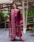 Hemline by Mushq Symphony Unstitched Karandi 3Pc Suit - Emerald Glimmer