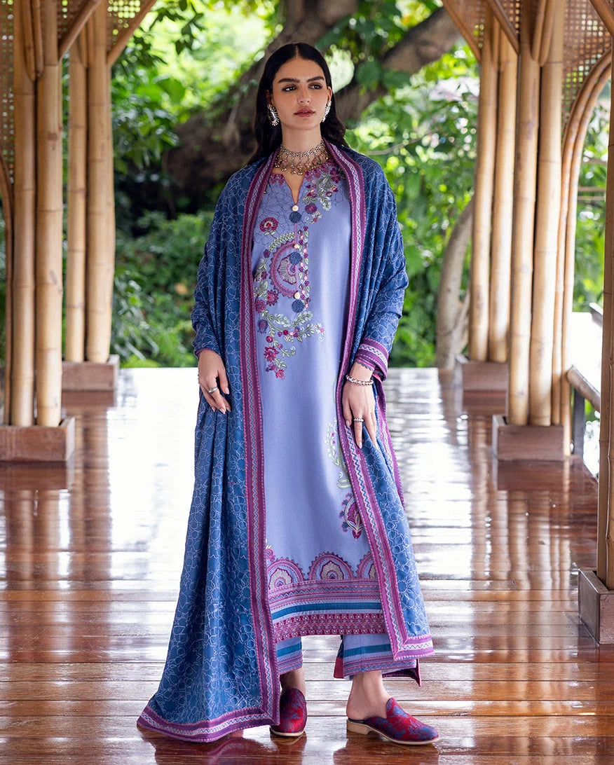 Hemline by Mushq Symphony Unstitched Karandi 3Pc Suit - River Hush