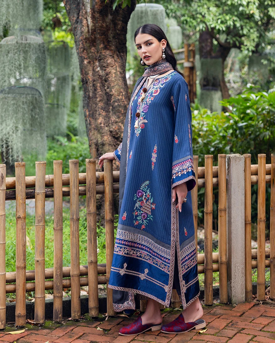 Hemline by Mushq Symphony Unstitched Karandi 3Pc Suit - Granite Song