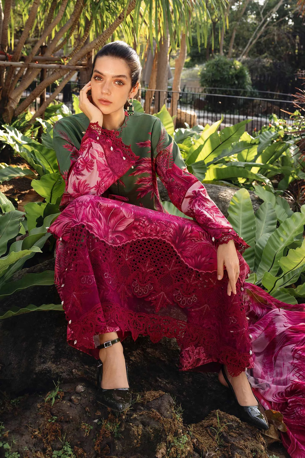 Maria B M Prints Leftover 2-piece traditional dress with intricate embroidery in vibrant colors, featuring a matching dupatta and kurta.