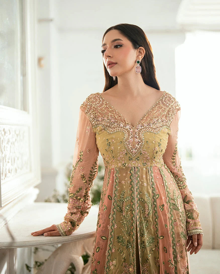 Mushq Sham Shandaar Embroidered Chiffon Unstitched 3Pc Suit - Sur Sunehri - view 2