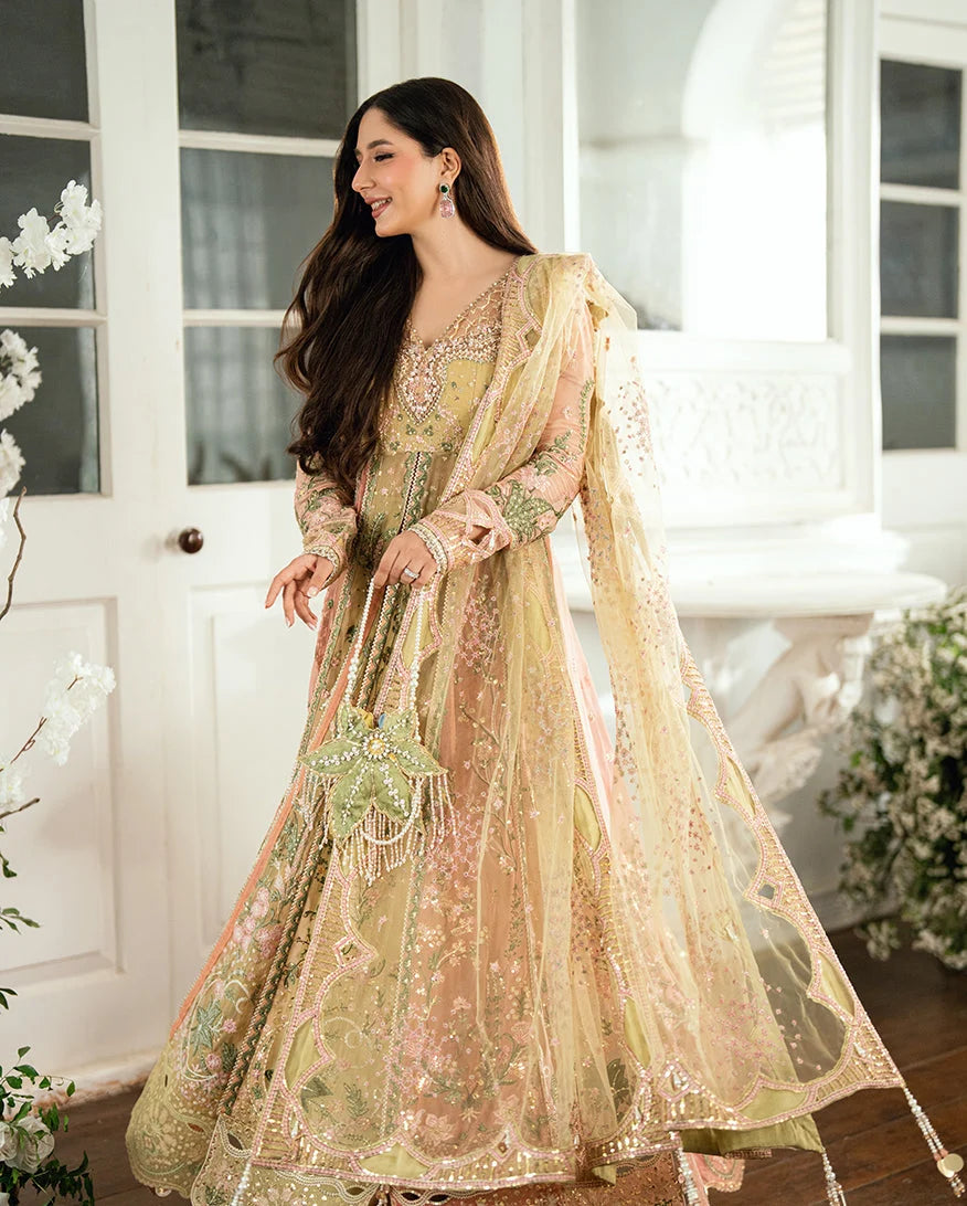 Mushq Sham Shandaar Embroidered Chiffon Unstitched 3Pc Suit - Sur Sunehri - view 4