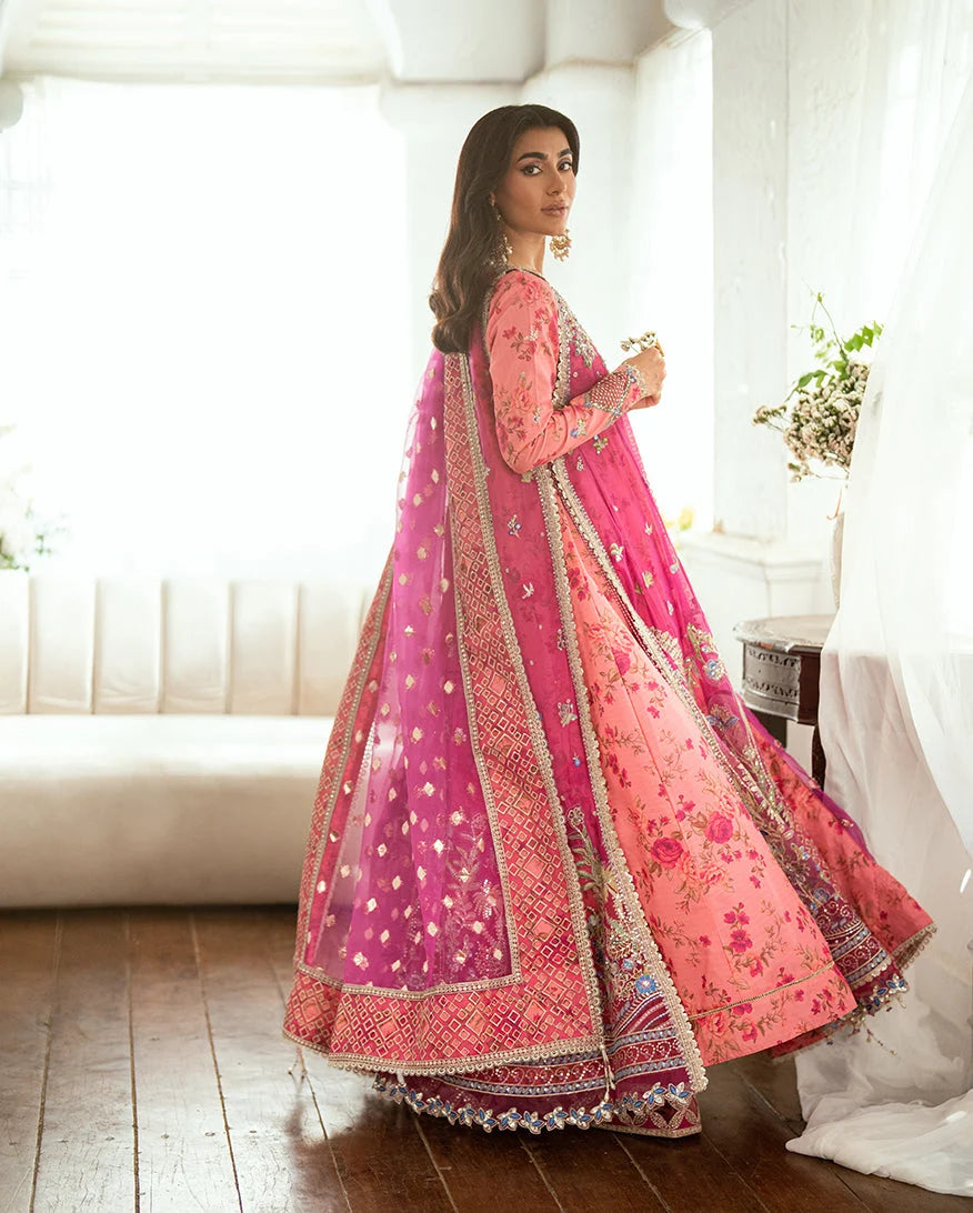 Mushq Sham Shandaar Embroidered Chiffon Unstitched 3Pc Suit - Geet Gulabi - view 4