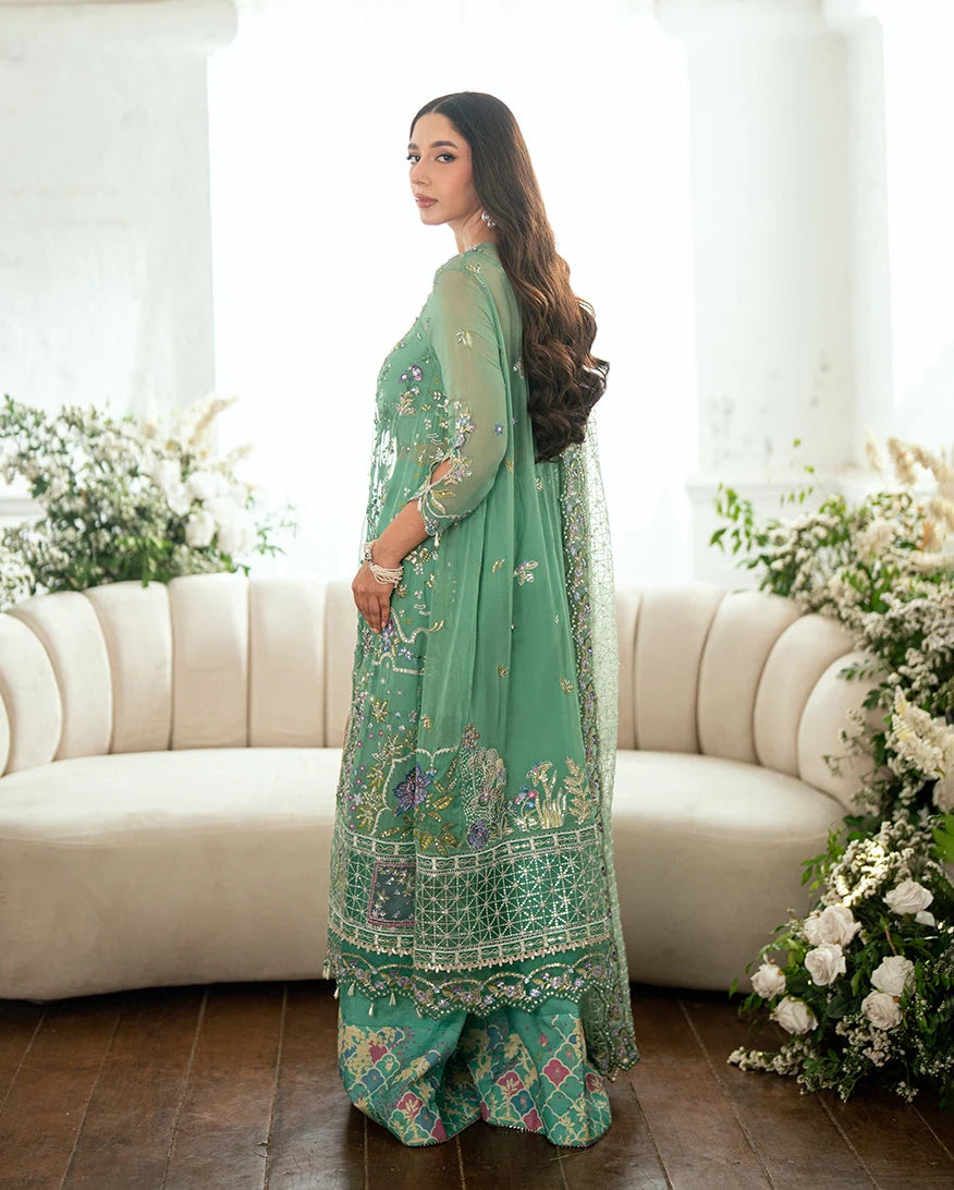 Mushq Sham Shandaar Embroidered Chiffon Unstitched 3Pc Suit - Adaa - view 3