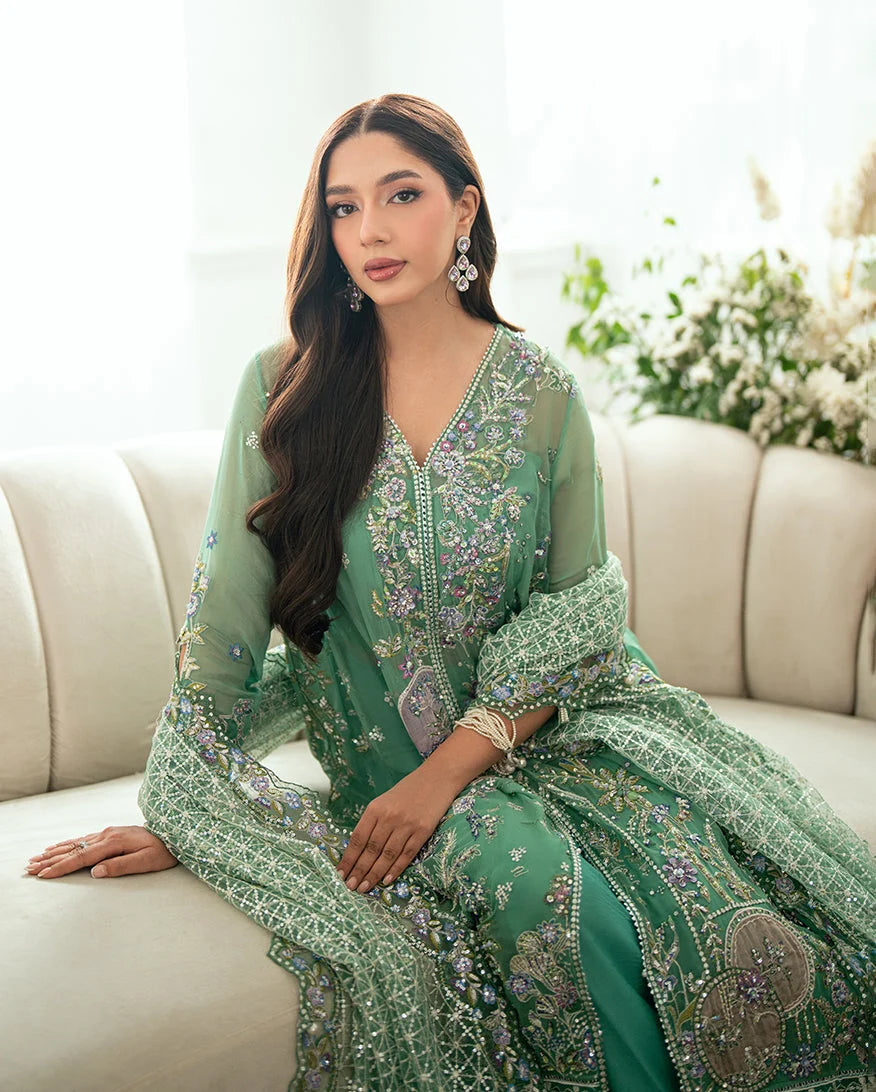 Mushq Sham Shandaar Embroidered Chiffon Unstitched 3Pc Suit - Adaa - view 4
