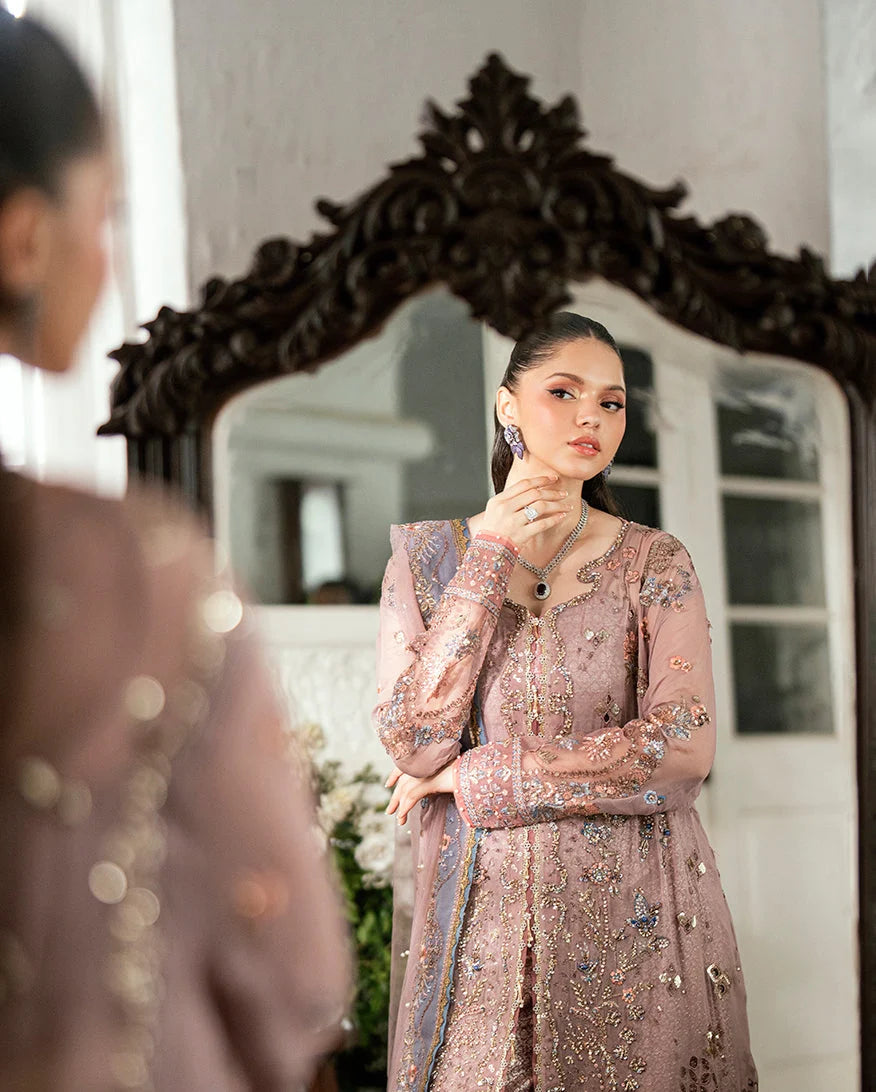 Mushq Sham Shandaar Embroidered Chiffon Unstitched 3Pc Suit - Roop Rangoli - view 3
