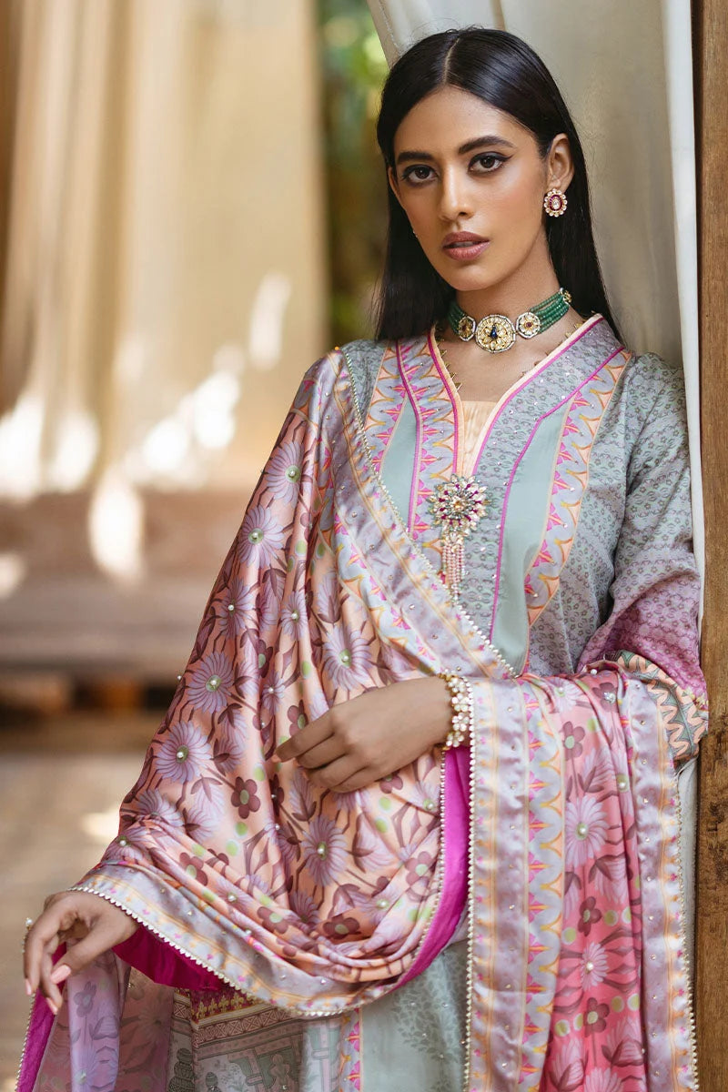 Mushq Nirvana raw silk unstitched 3pc suit MPS-02 Taffy - view 2