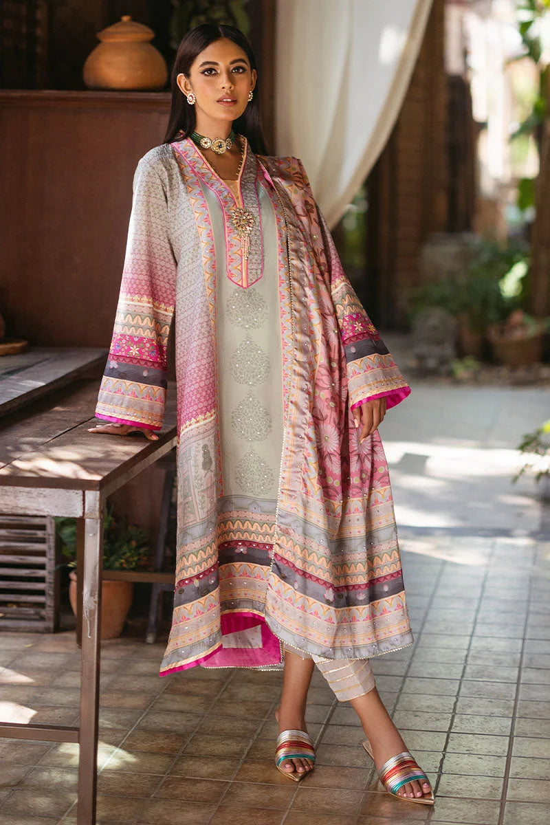 Mushq Nirvana raw silk unstitched 3pc suit MPS-02 Taffy - view 4