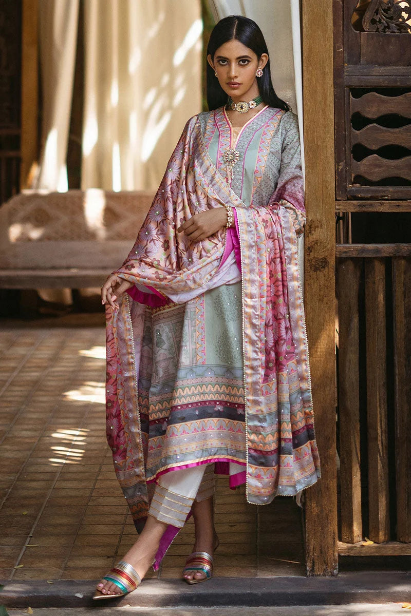 Mushq Nirvana raw silk unstitched 3pc suit MPS-02 Taffy - view 5