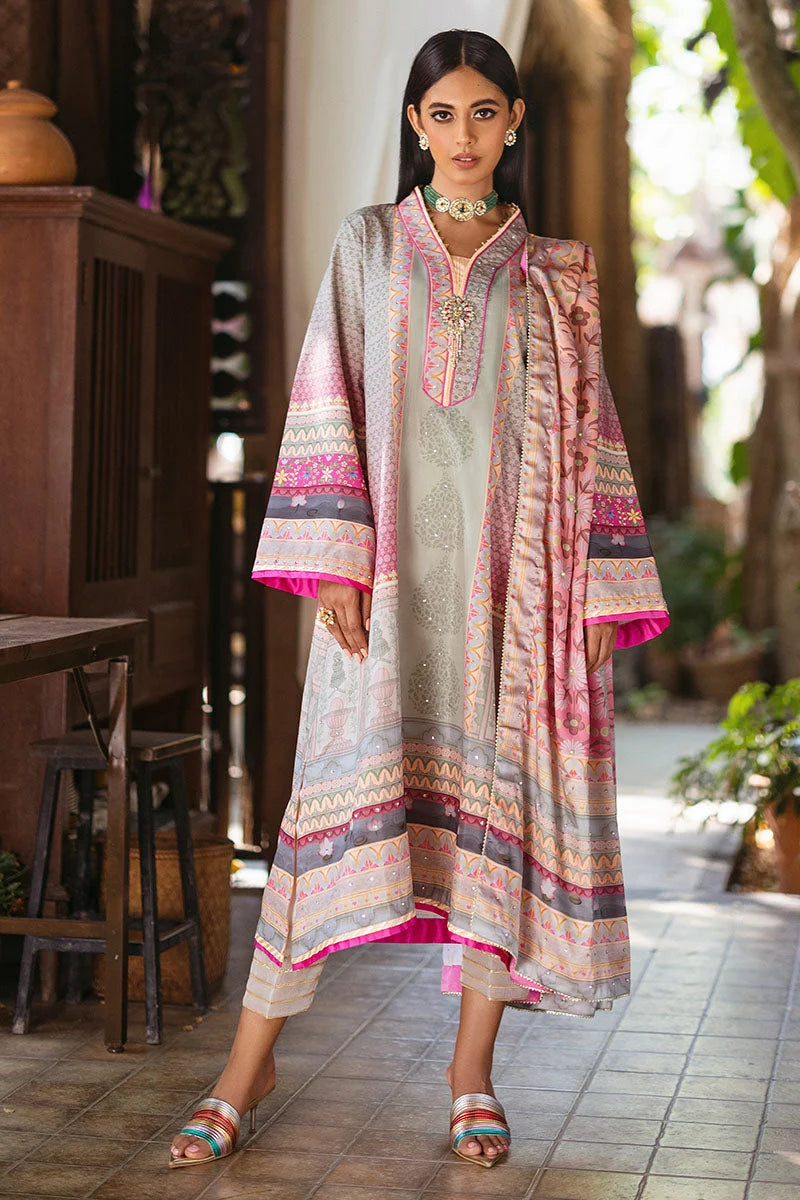 Mushq Nirvana raw silk unstitched 3pc suit MPS-02 Taffy