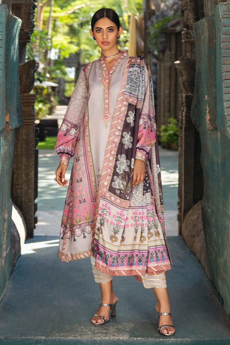 Mushq Nirvana raw silk unstitched 3pc suit MPS-03 Pewter - view 2